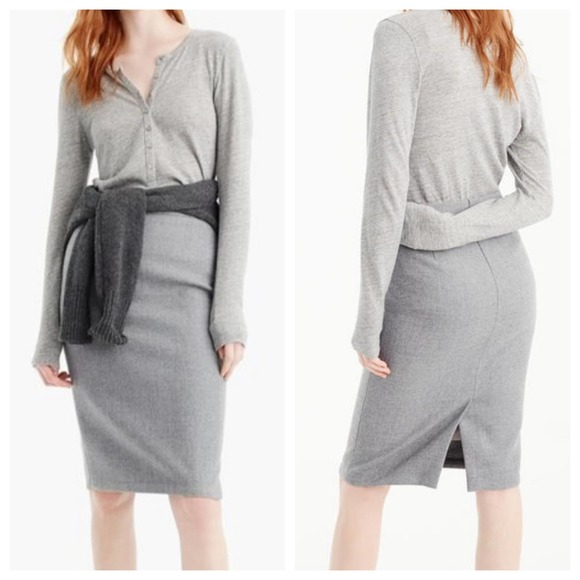 J. Crew No. 2 Pencil Skirt Heather Gray sz 4 All Season Wool
